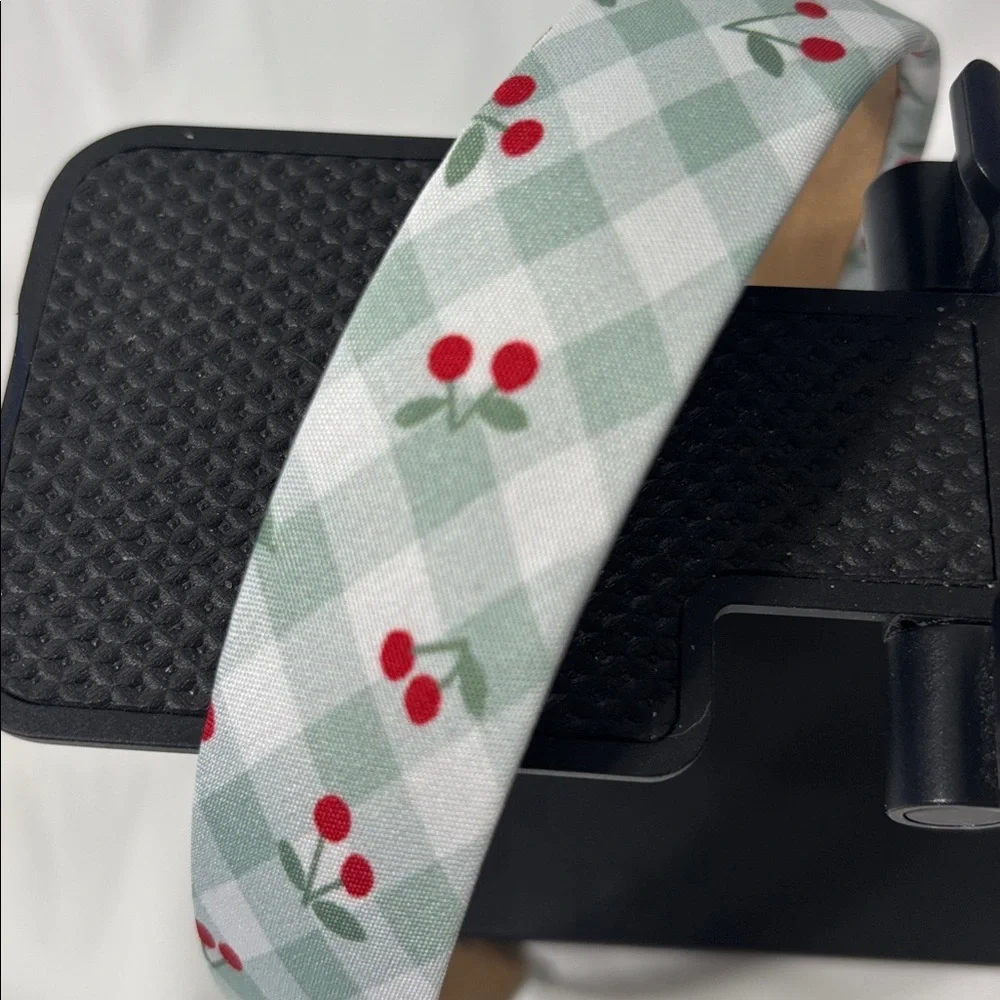 Plaid Headband with Cherry Design